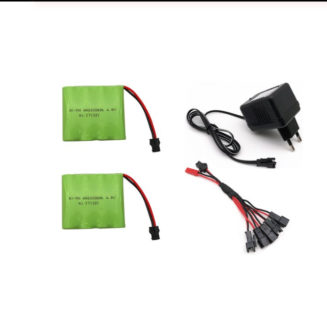 Combo 2 Pin kèm sạc adapter 4.8v 2400mah Ni Mh Pin sạc xe điều khiển Bán buôn giá sỉ