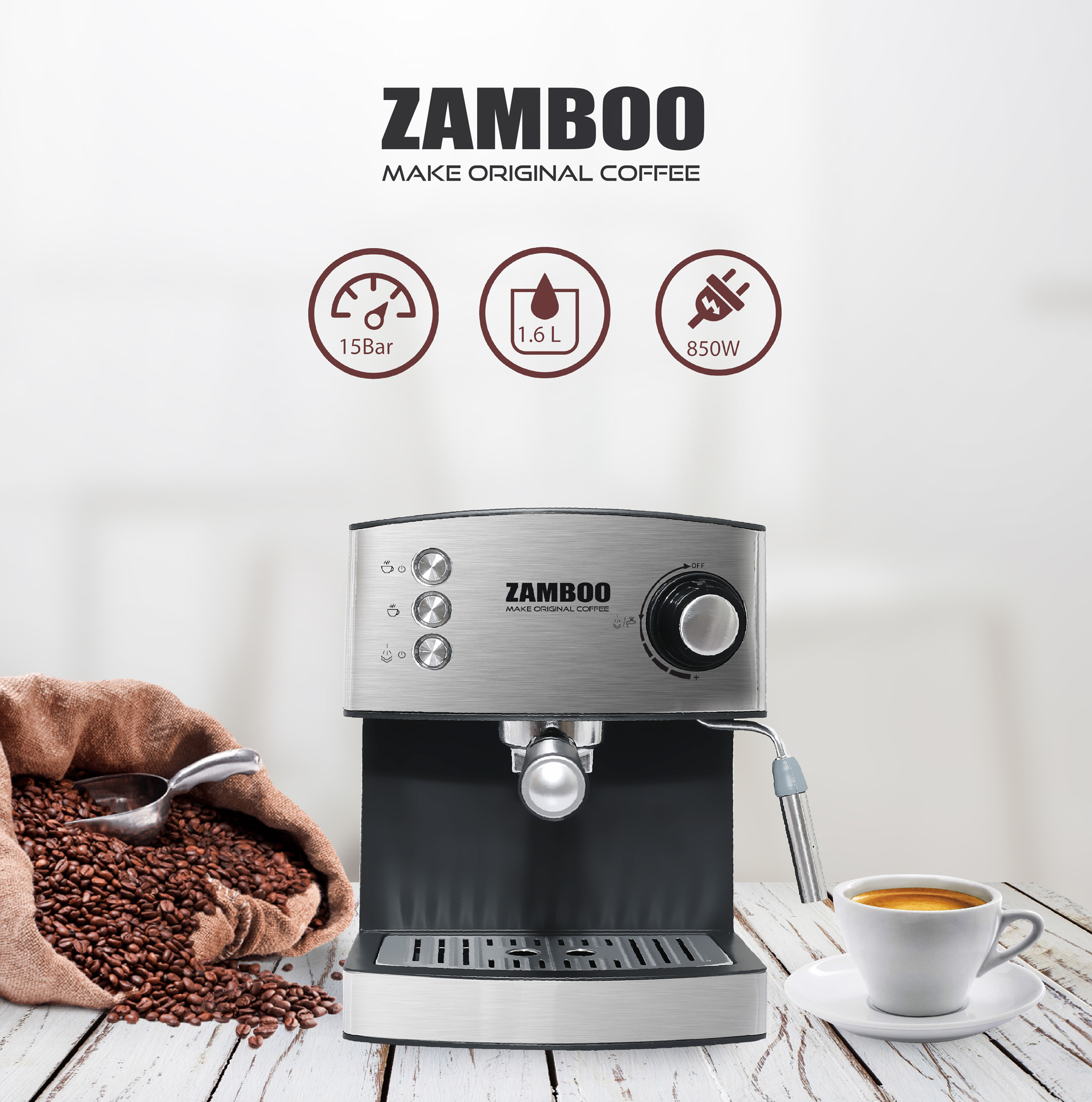 Máy pha cà phê espresso Zamboo ZB88-CF .