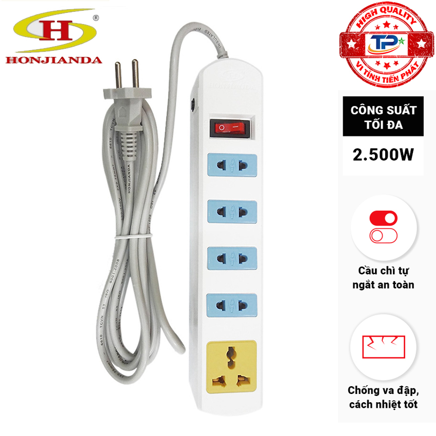Ổ cắm điện chịu nhiệt đa năng honjianda an toàn chống quá tải dài 3m mã hjd-0315-10a hjd .