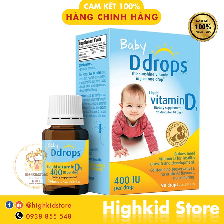 Baby Ddrops Vitamin D ddrop cho bé 90 giọt Mỹ