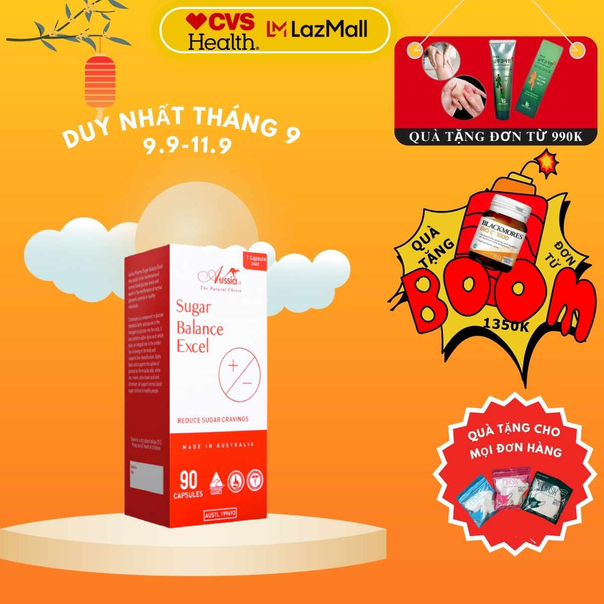Viên uống hỗ trợ cân bằng đường huyết Aussia Sugar Balance Excel 90 viên