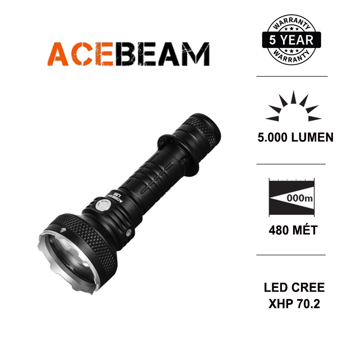 Đèn pin tác chiến ACEBEAM L35 độ sáng cao 5000lm chiếu xa 480m LED CREE XHP70.2 sử dụng pin 21700 (không bao gồm) Đèn Đèn pin