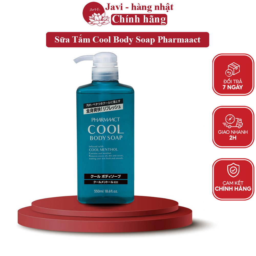Sữa Tắm Nam Cool Body Soap Pharmaact Nhật Bản 550ml mát lạnh bạc hà