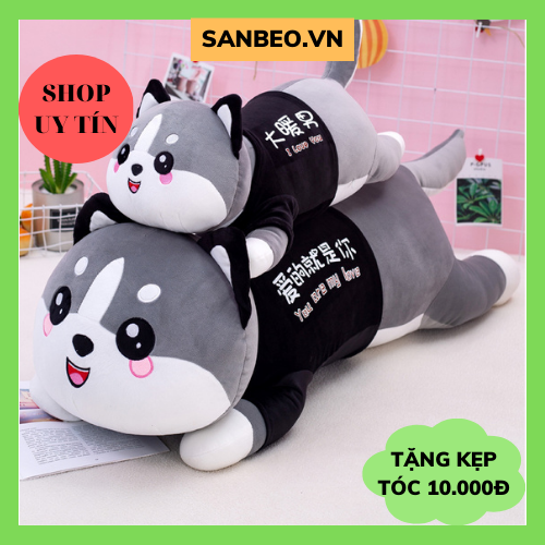 Gấu Bông Mèo Husky Đáng Yêu, Mèo Husky Bông Siêu To Khổng Lồ, Chất Liệu Lông Nhung Mềm Mịn Co Dãn 4 Chiều, Đủ Size 45cm, 60cm, 70cm, 1m, 1m2, 1m5 - SANBEO.VN