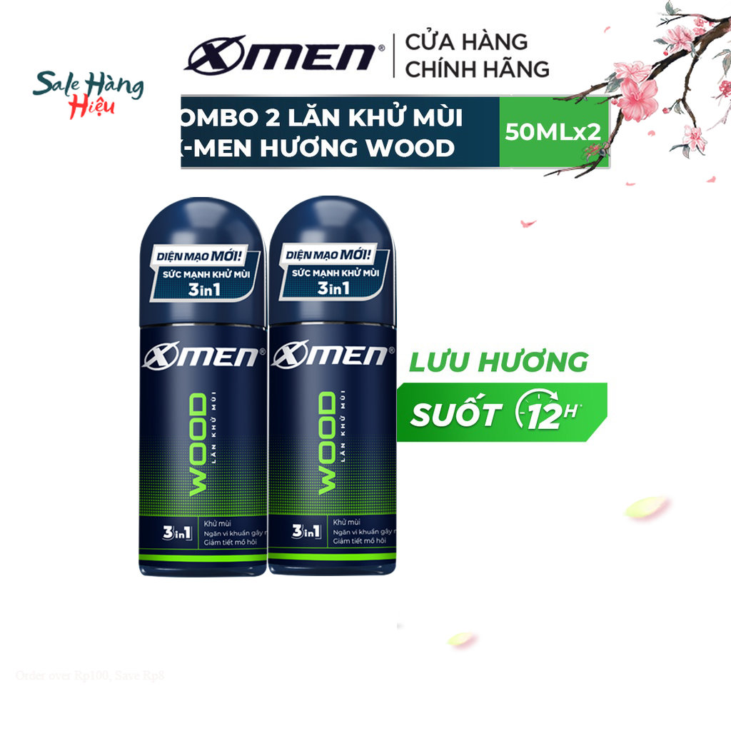 Combo 2 lăn khử mùi X-Men Hương Fire / Wood 50ml Ngăn ngừa vi khuẩn