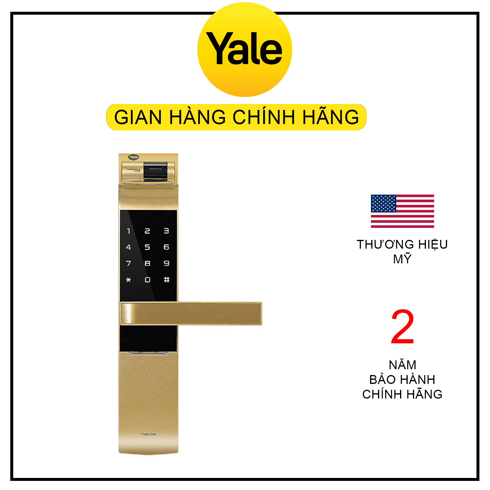 Khóa điện tử - khóa thông minh yale ydm4109agold - bảo hành 2 năm - hàng chính hãng
