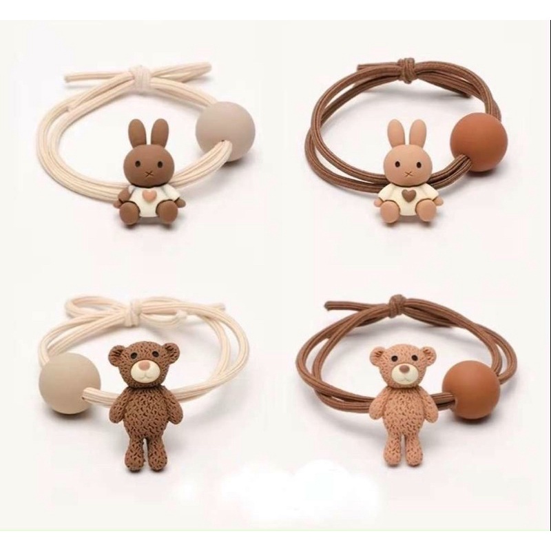 Set 4 cột tóc gấu và thỏ - hàn quốc. dây cột tóc dễ thương nữ tính bạn gái