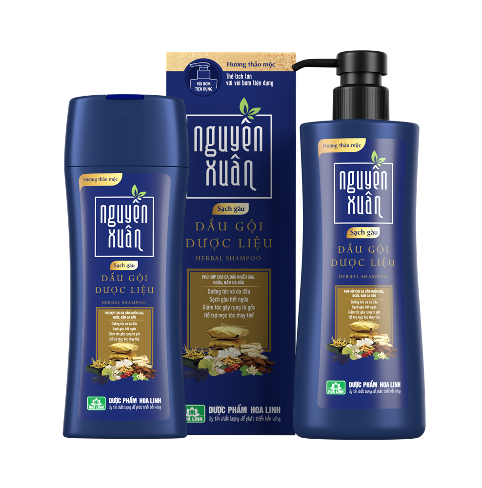 Dầu Gội Dược Liệu Nguyên Xuân Sạch Gàu- Hương Thảo Mộc(Chai 200ml/250ml) - cho mái tóc sạch gàu, hết ngứa mà vẫn mềm mại, suôn mượt, bồng bềnh