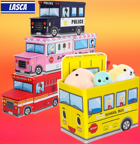 Thùng Đựng Đồ Chơi Đa Năng School Bus Trẻ Em Xe Ô Tô Tàu Hoả Ghế Ngồi Cho Bé Cartoon Train Kid Toy Storage Organizer Bin
