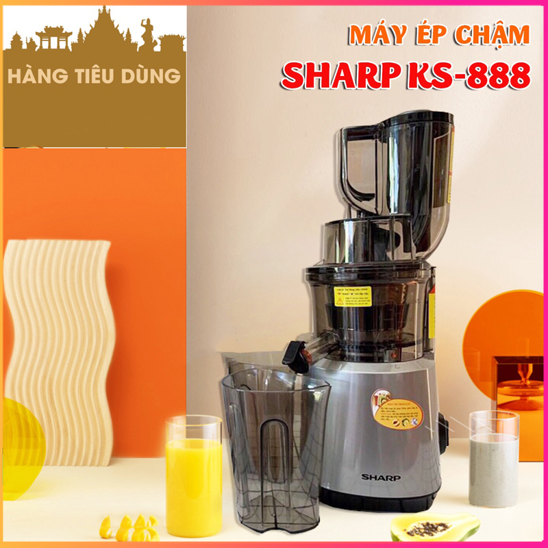 Máy ép chậm sharp - model ks-888 - siêu kiệt bã - cổ bình to - máy ép hoa quả tốc độ chậm phiên bản mới