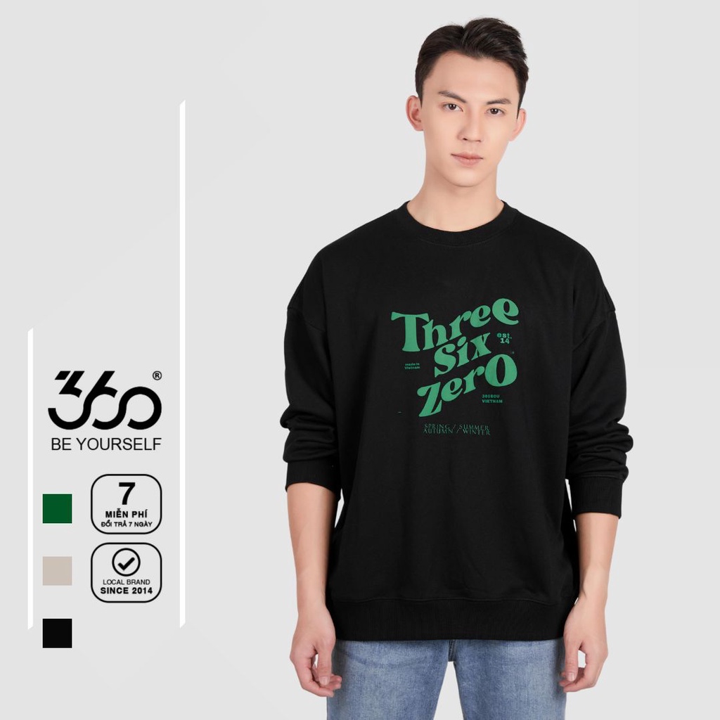 Áo thun dài tay nam form rộng trẻ trung thương hiệu 360 Boutique chất liệu nỉ da cá cao cấp - ANHOL335