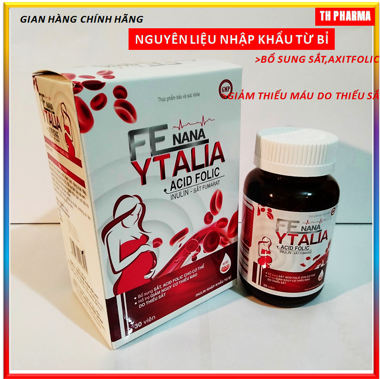 Viên Uống Fe nano Ytalia - Hỗ Trợ Bổ Sung Sắt , Acid folic cho cơ thể, Hỗ trợ tạo máu, giúp giảm nguy cơ và cải thiện tình trạng thiếu máu do thiếu sắt- Nguyên liệu nhập khẩu Bỉ-Hộp 30 viên