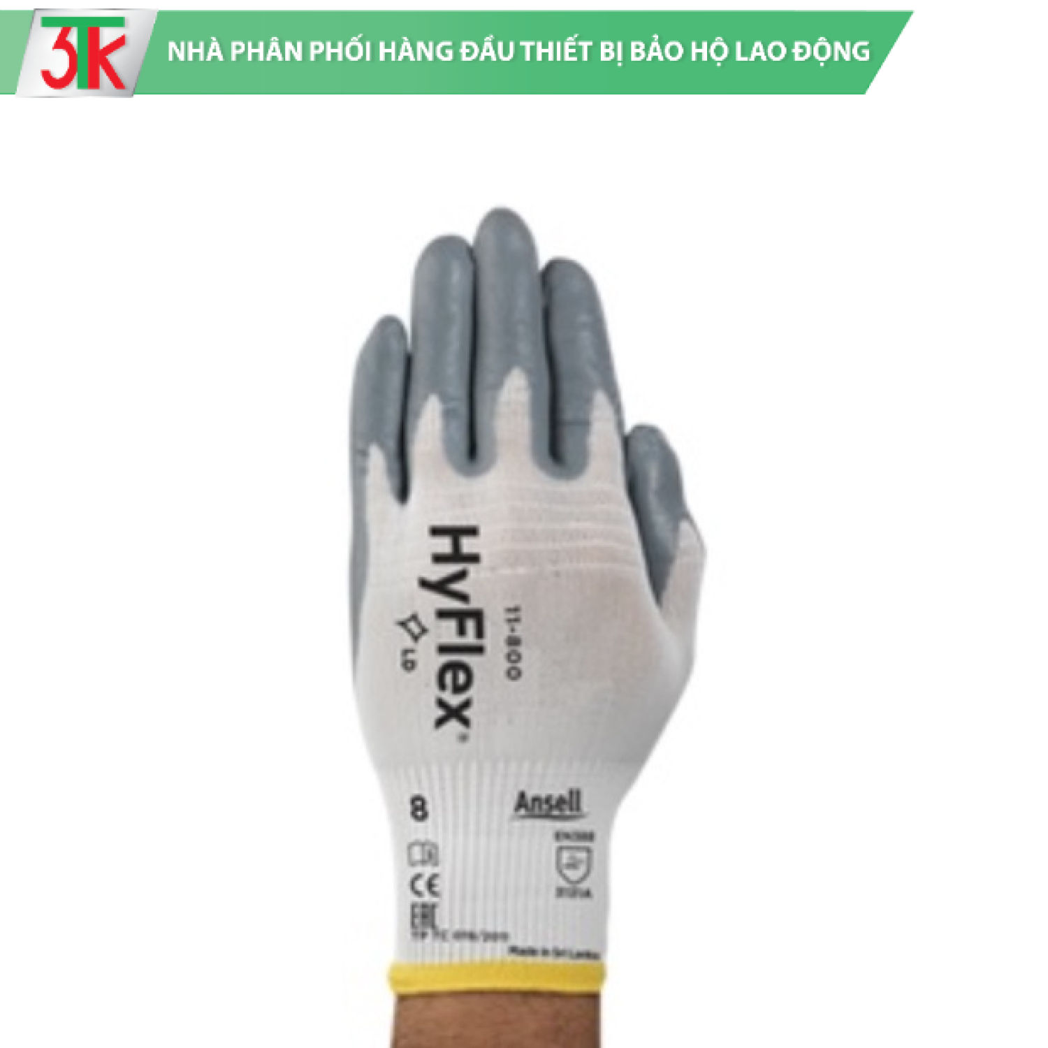 Găng tay đa dụng Ansell Hyflex 11-800 bảo hộ lao động cơ khí, kỹ thuật, ôm sát tay, dễ dàng thao tác