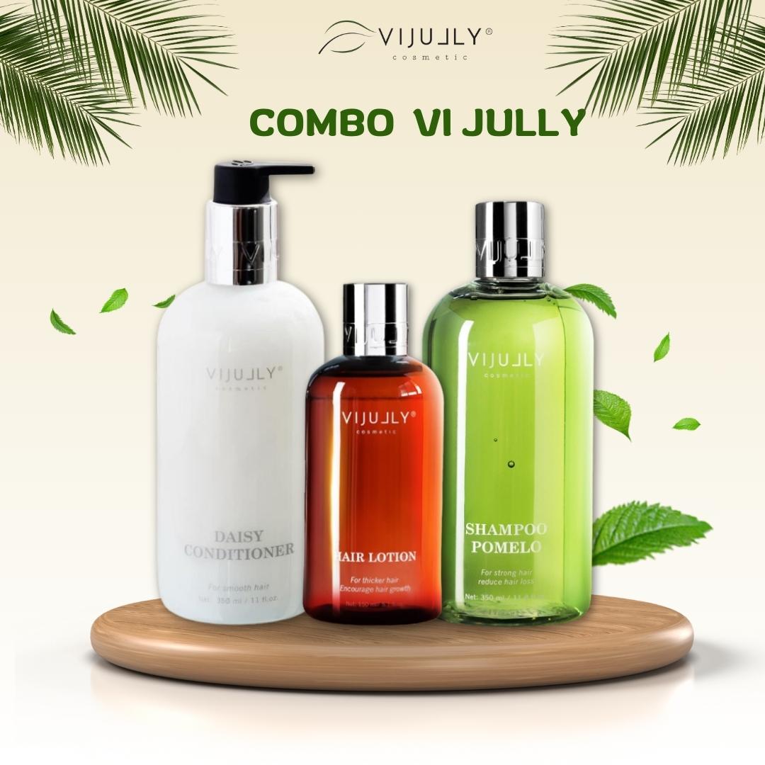 [ Tặng kèm QUÀ ] Bộ 3 Chăm Sóc Tóc Dầu Gội Bưởi & Tinh Dầu Bưởi & Dầu Xả Hoa Cúc Vi Jully