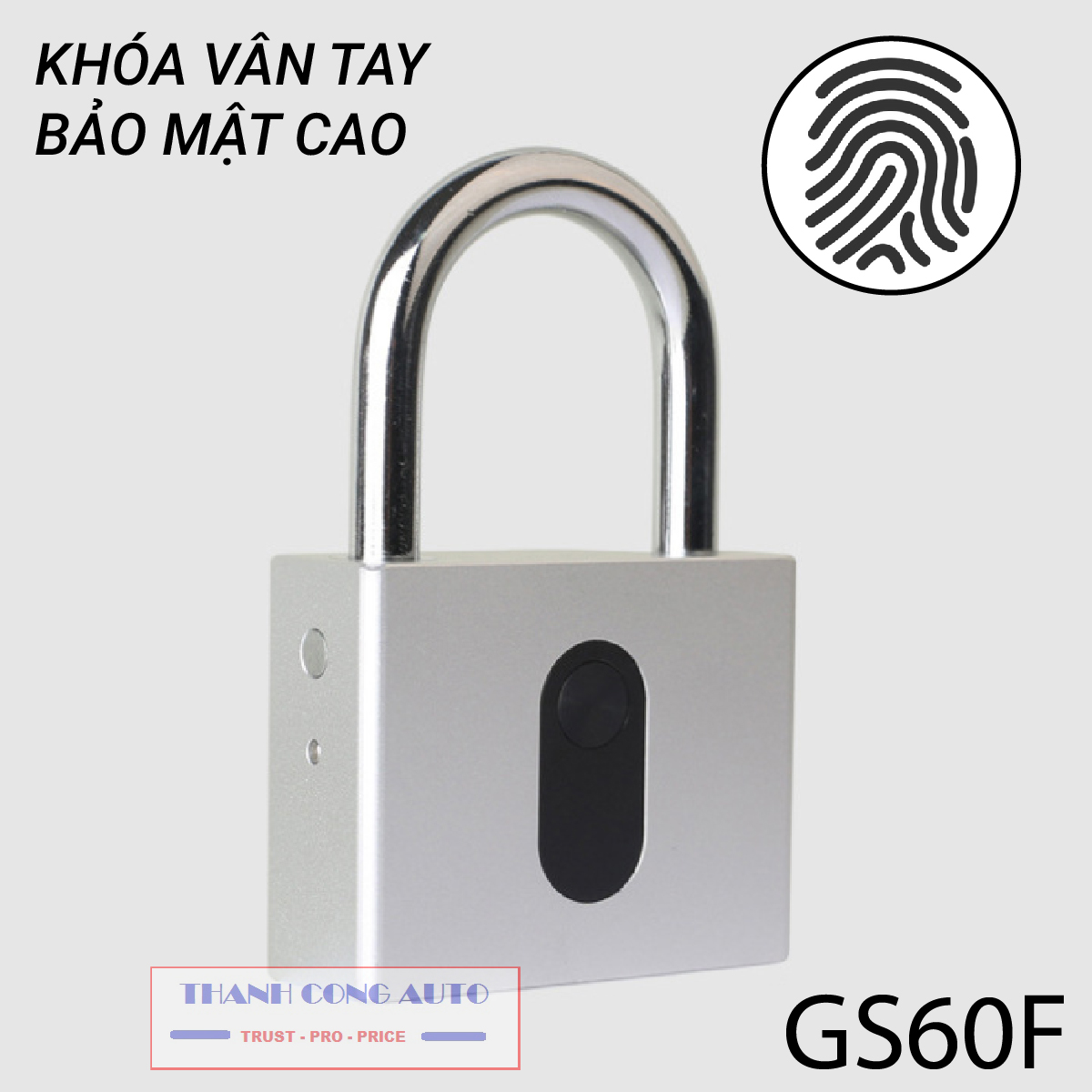 Ổ khóa vân tay thông minh cỡ lớn OKLOK GS60F chất liệu bằng thép không gỉ chống nước cảm biến 1 chạm