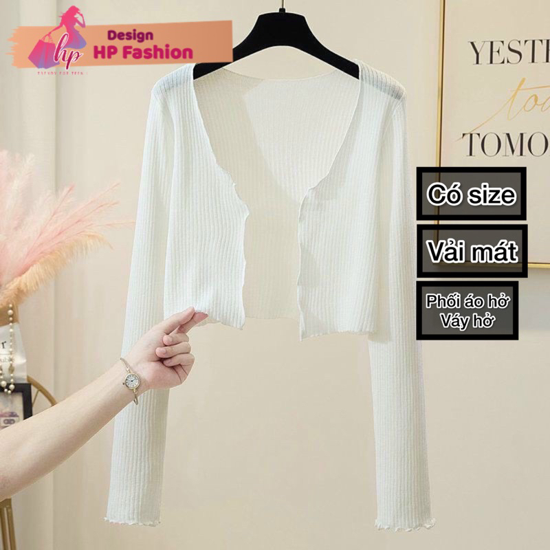 Áo khoác cardigan dáng croptop khoác ngoài tay dài, áo khoác nữ phối với đầm váy body đi chơi đi tiệc thun xịn VD901