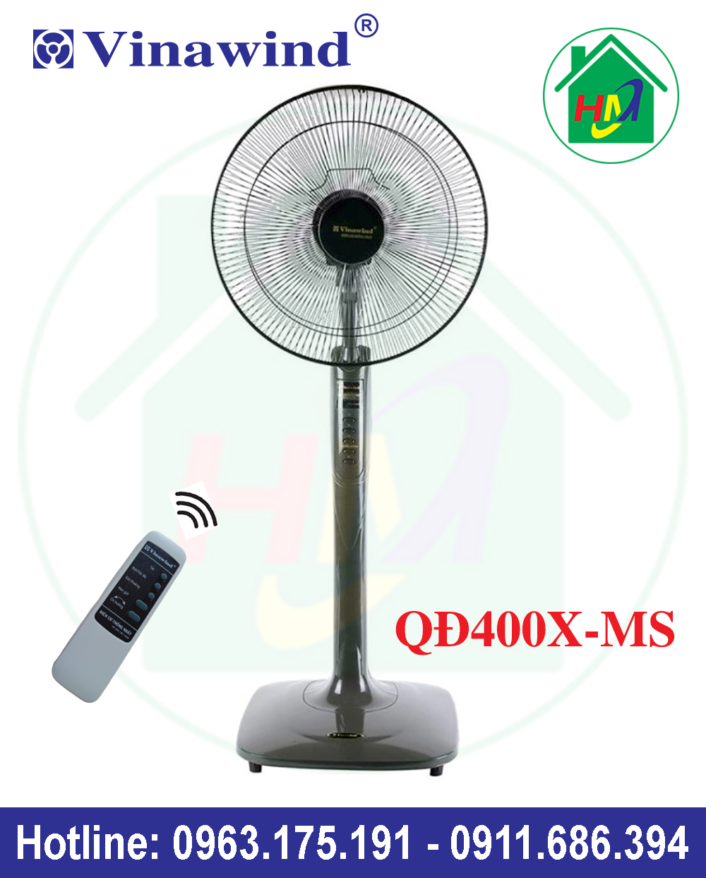 Quạt cây điều khiển từ xa vinawind qđ400x-ms