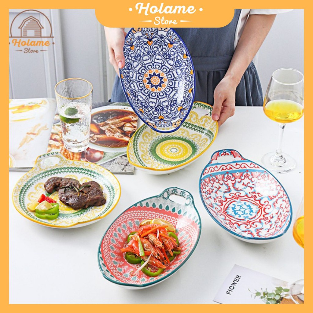 Bộ sưu tập đĩa sứ, đĩa decor phong cách Bohemia sang trọng – sẵn đĩa bầu dục, đĩa tròn