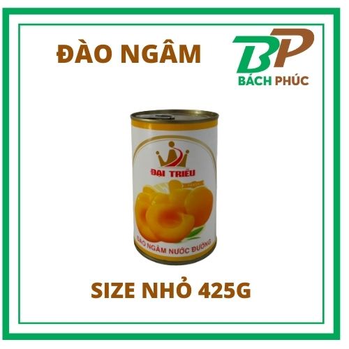 Đào ngâm nước đường lon nhỏ 425g - nguyên liệu pha chế trà đào - kho pha chế bách phúc