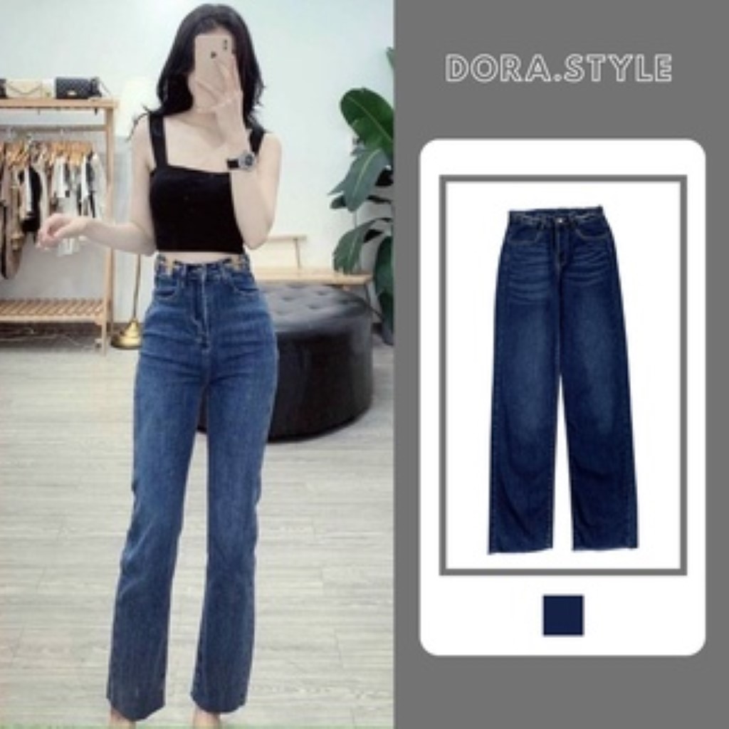 Quần jean dora style ống đứng , xẻ chân , phong cách hàn quốc