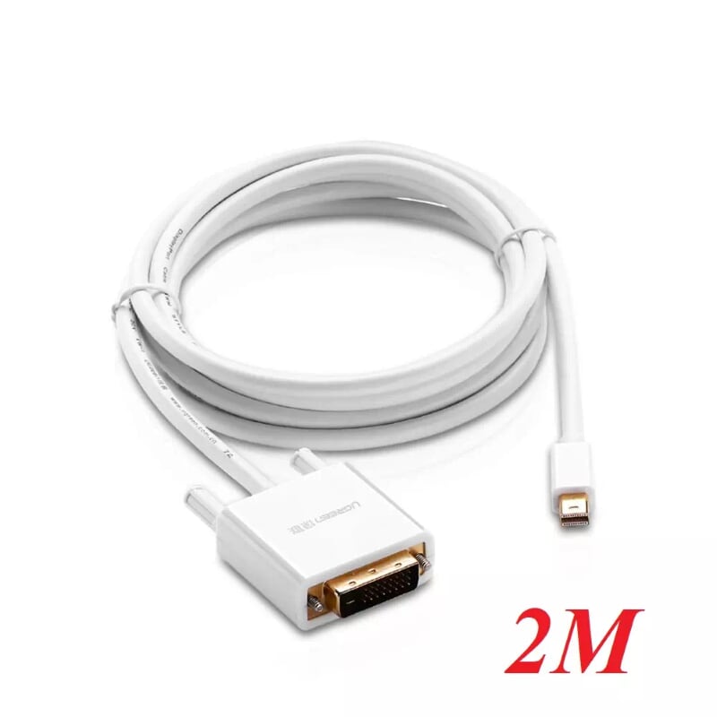 Ugreen 10405 2m màu trắng cáp chuyển đổi mini dp sang dvi 24+1 hỗ trợ phân giải 1080p md102