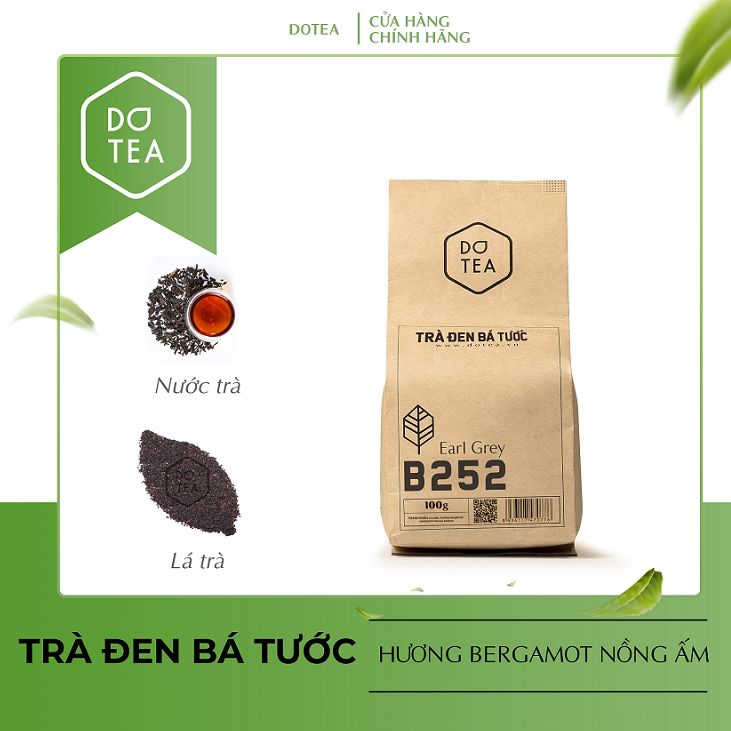 Hồng trà pha chế trà sữa, trà trái cây - Gói 100gam trà đen bá tước B252 Dotea - chát nhẹ, thơm nồng tinh dầu vỏ cam Bergamot