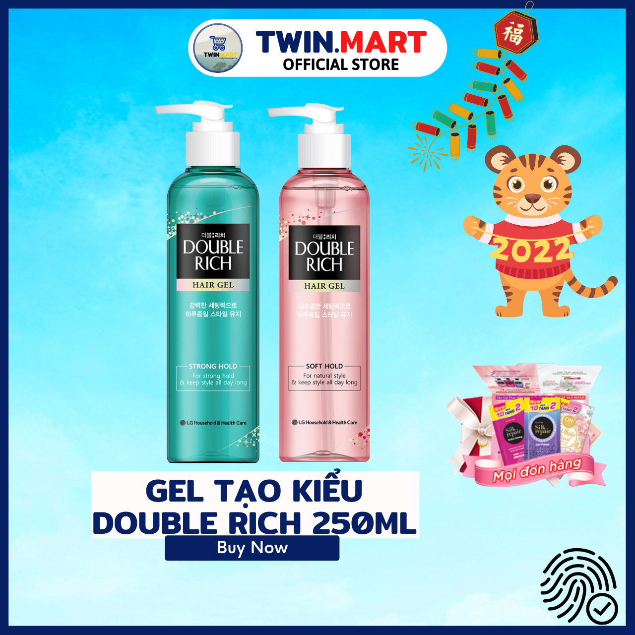 [250ml] Gel Tạo Kiểu Double Rich Strong Giữ Nếp Uốn Tóc - Soft Giữ Nếp Tự Nhiên 250ml