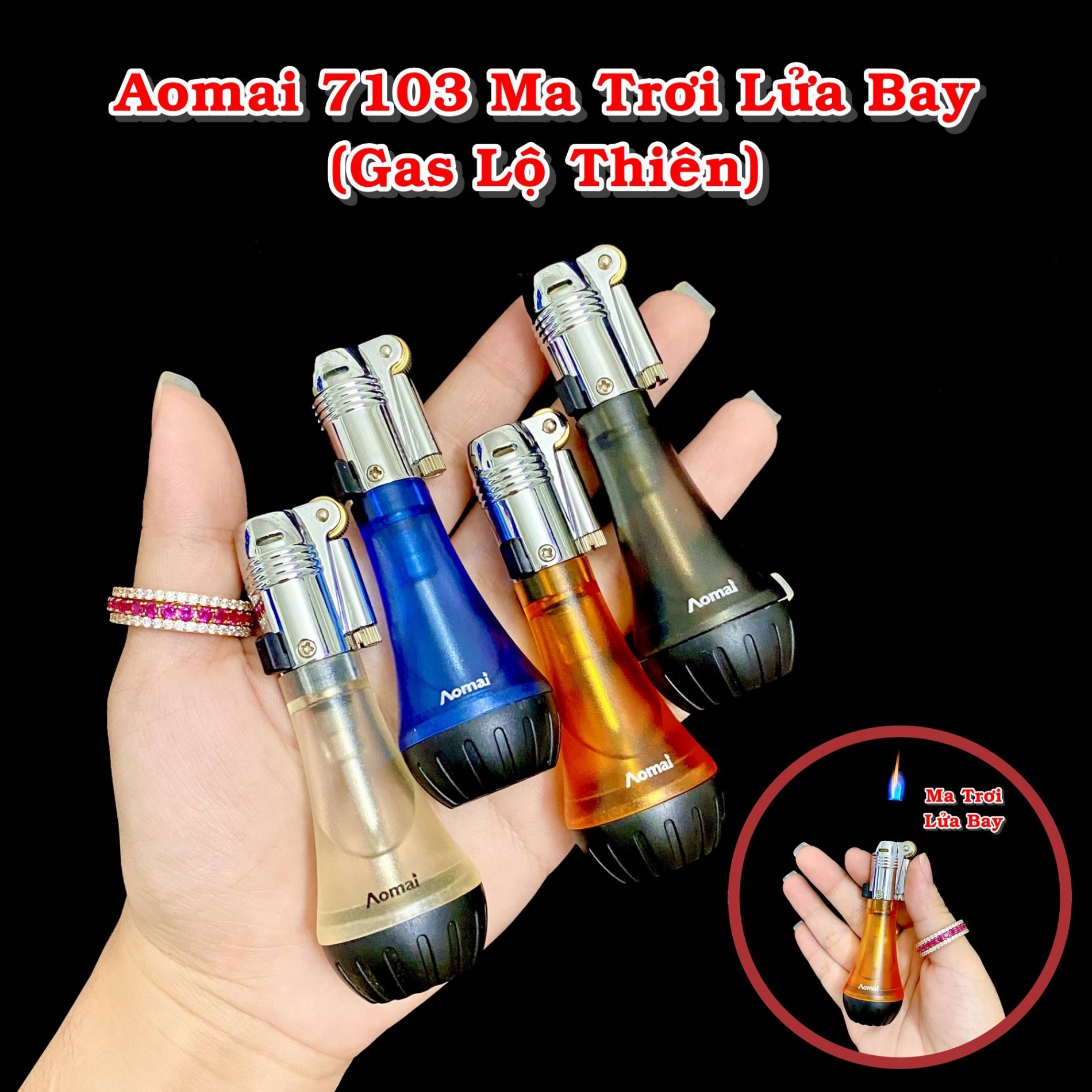 Hộp quẹt -bật lửa bay ma chơi lửa thiết kế lộ thiên nhỏ gọn