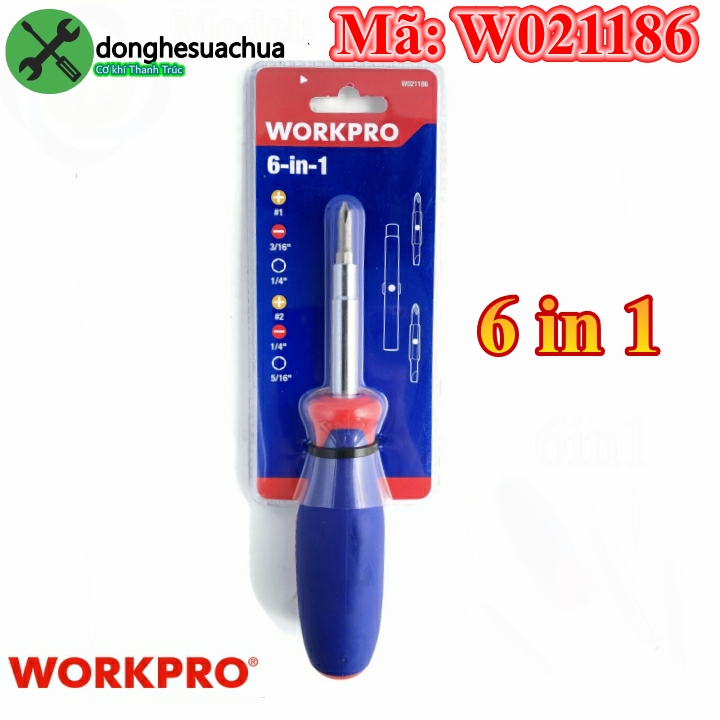 Tua vít đổi đầu workpro w021186 6 trong 1