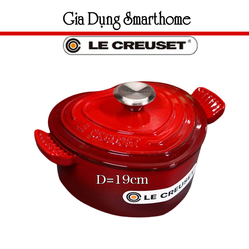 Nồi Le Creuset- Thương hiệu Pháp\ Đường kính 19cm, dung tích 1.9L, nồi trái tim chất liệu gang đúc tráng men cao cấp, nhờ hiệu quả khóa nước trong nồi khi nầu khiến món ăn giữ được dưỡng chất ngon hơn nồi thông thường