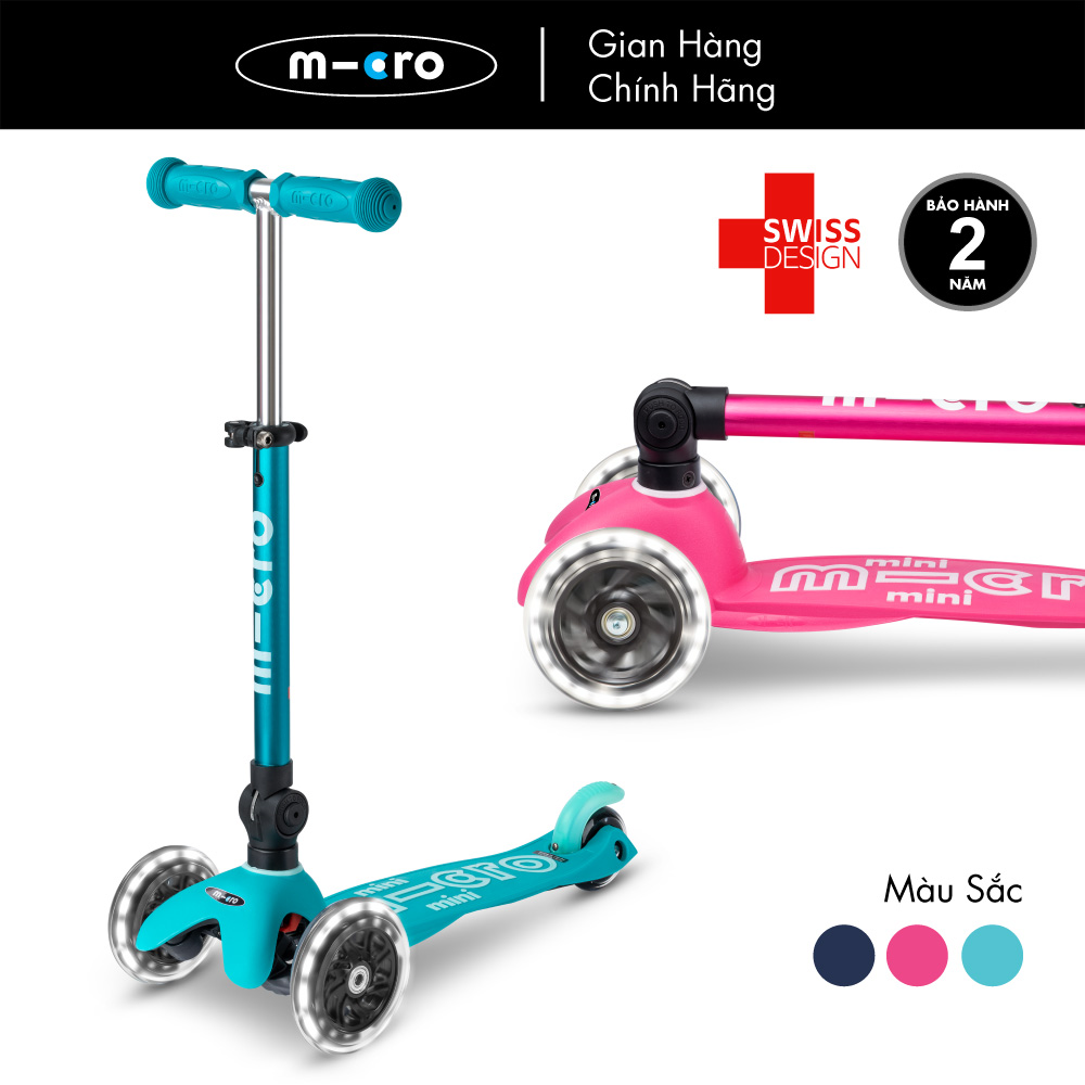 Xe trượt scooter cao cấp cho bé - Micro Mini Deluxe Foldable LED, gập gọn và có bánh xe đèn LED