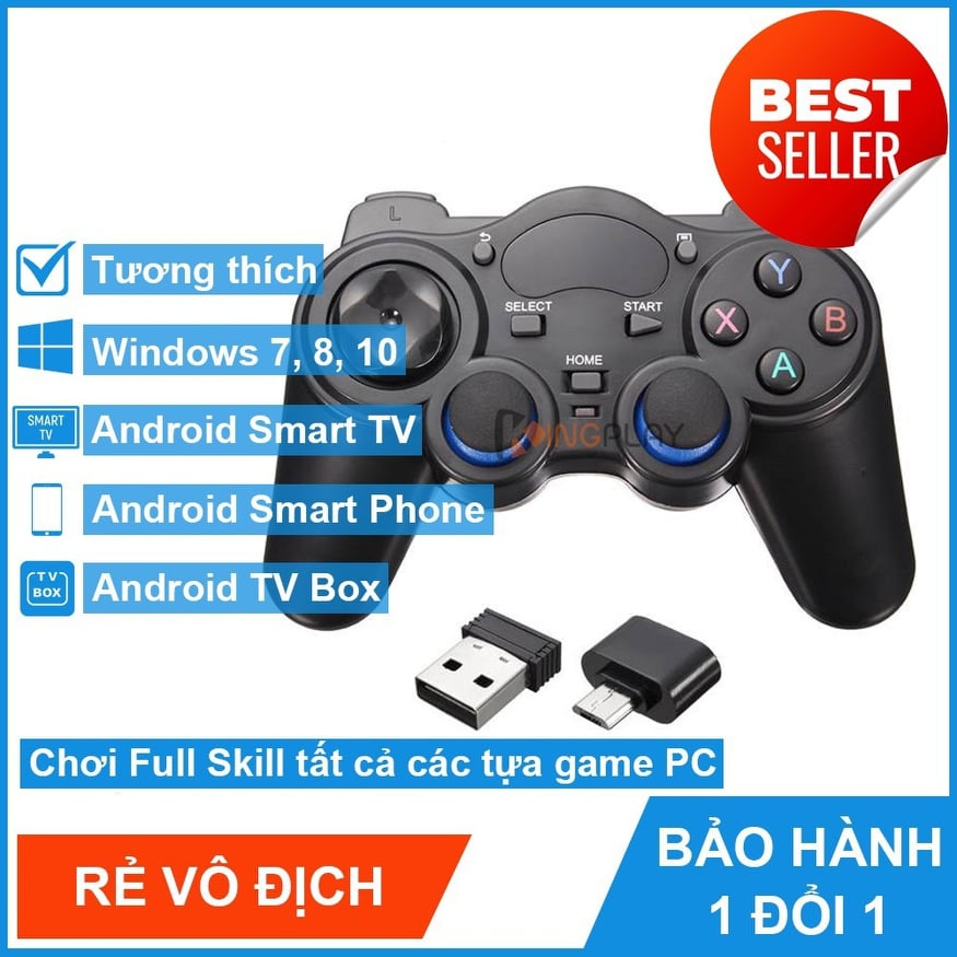 Tay cầm chơi game không dây 2.4Ghz Gamepad cho Android Box TV Android PC chơi được hầu hết các game hỗ trợ tay cầm