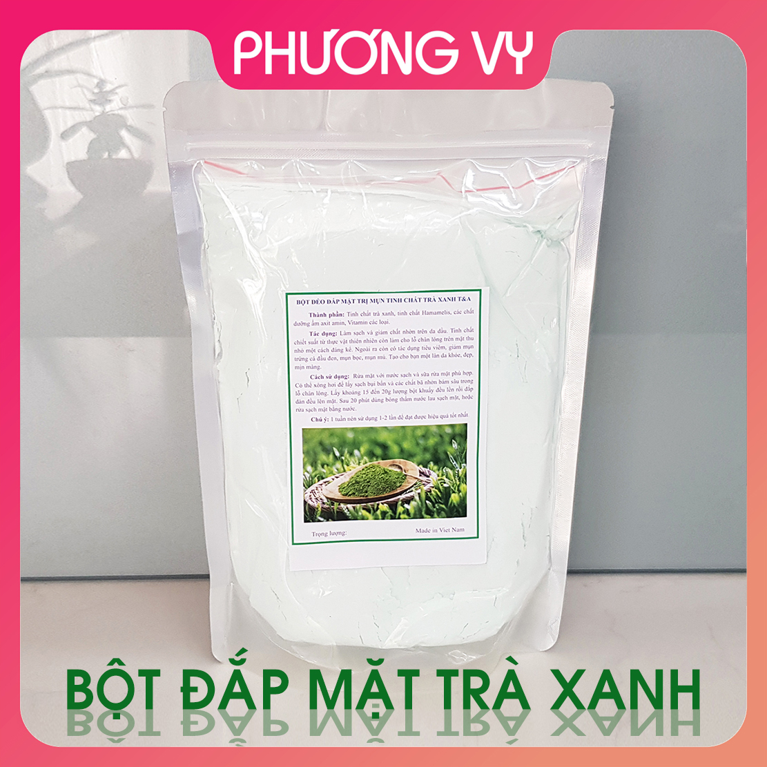 1000g bột dẻo đắp mặt trà xanh làm trắng da spa