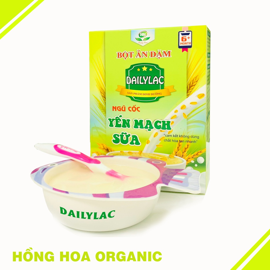 HÀNG CHUẨN Bột Ăn Dặm DAILYLAC Vị Yến Mạch Sữa - Hồng Hoa Organic