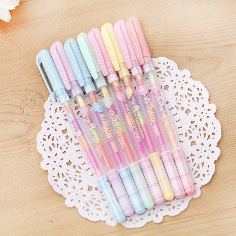 Combo 3 cái Bút viết 7 màu Rainbow dễ thương Bút các loại