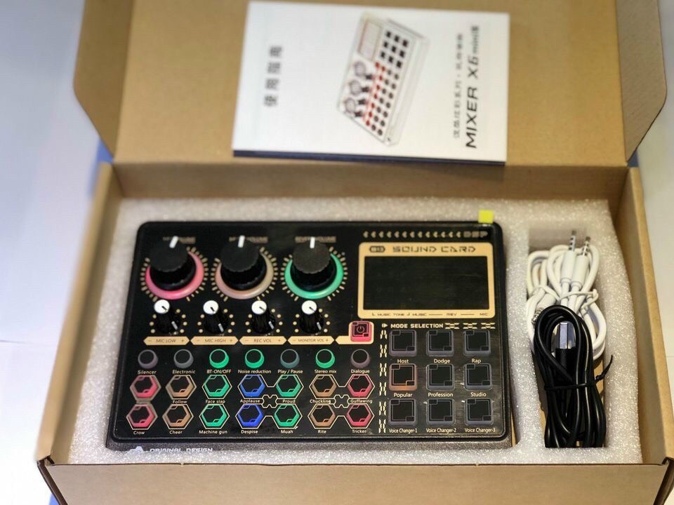 [HÀNG CHUẨN] Soundcard Mixer X6 B13 Mini Bluetooth- chuyên thu âm, hát karaoke, livetream fb, bán hàng online, chế độ autotune nhạy giọng người già, trẻ em, micro hút âm siêu đỉnh, âm thanh siêu đỉnh, giá siêu rẻ