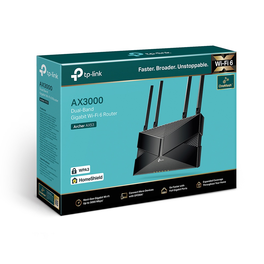 Bộ phát wifi 6 tp-link archer ax53 ax3000mbps onemesh