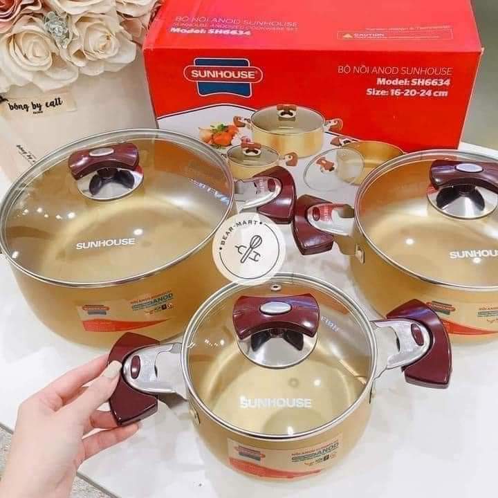 Bộ nồi sunhose 6634 vàng sang chảnh