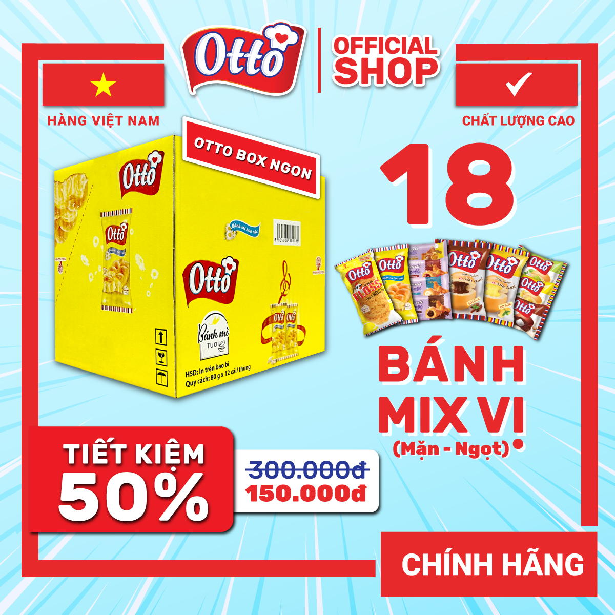 Bánh mì tươi Otto Box NGON-RẺ mix vị giá sỉ | Tốt cho sức khoẻ | Ăn vặt dinh dưỡng | Bánh mix vị | Đồ ăn vặt