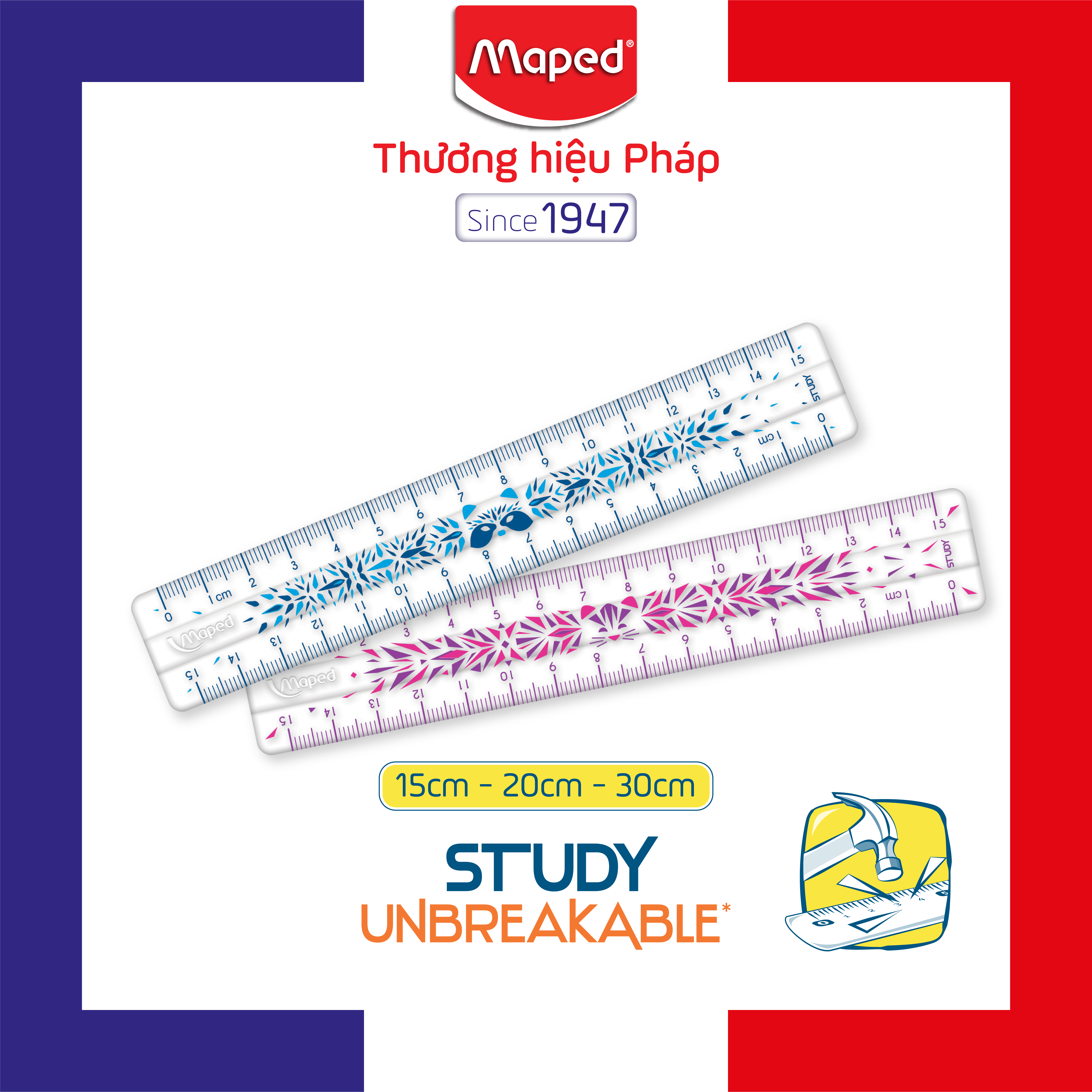 Maped - thước không gãy fancy 15/20/30cm - 1 cây