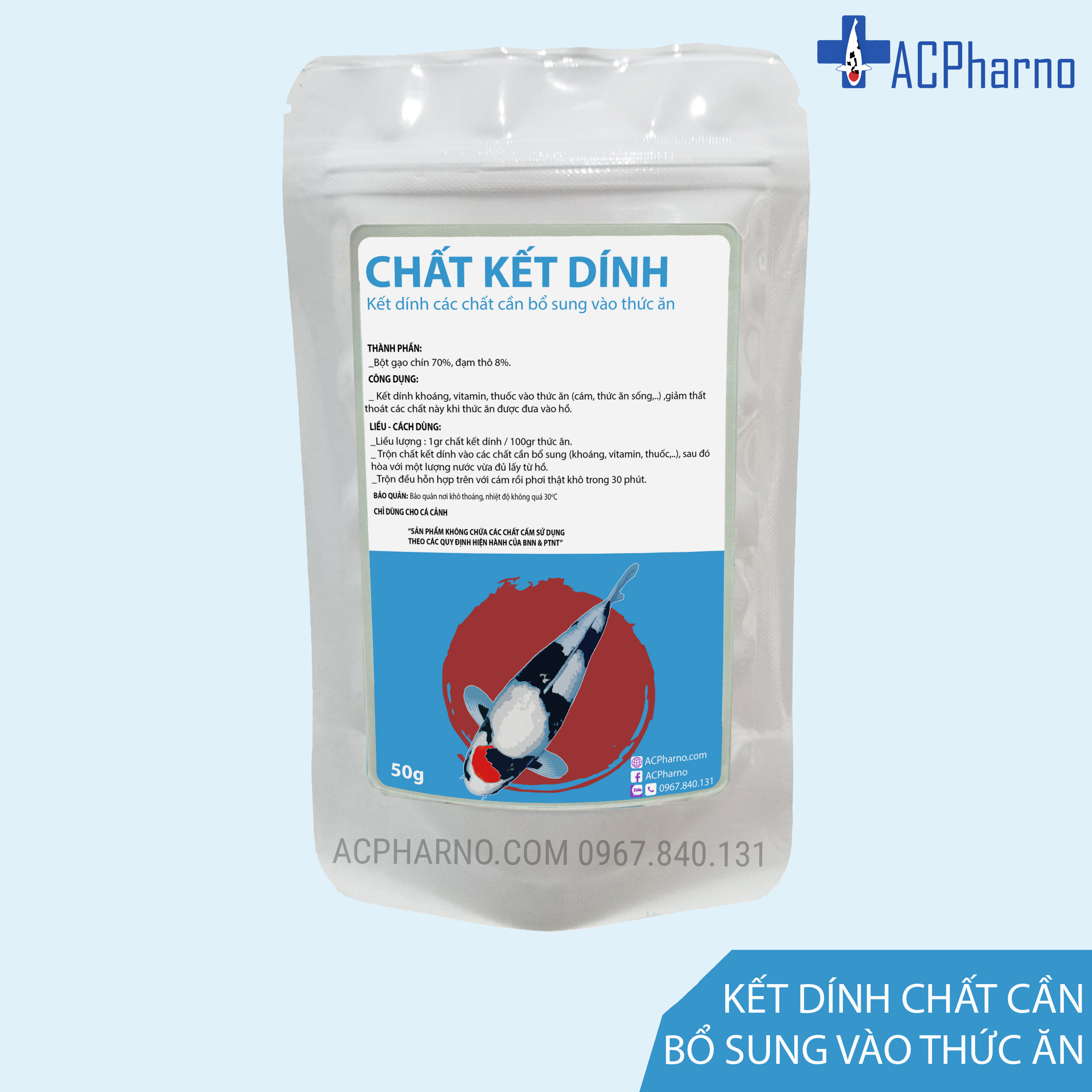 [HCM]Chất kết dính dành cho cá cảnh cá koi cá rồng cá vàng guppy - Bột gắn kết vitamin khoáng thuoc với thức ăn ACPharno