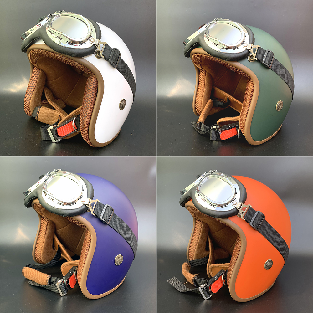 MŨ BẢO HIỂM 3/4 LÓT NÂU CAO CẤP KÈM KÍNH PHI CÔNGNÚT ĐỒNG CHỐNG RĨ-ĐẠT CHUẨN CR