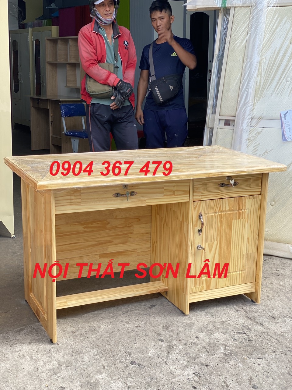 BÀN LÀM VIỆC GỖ THÔNG TỰ NHIÊN MÀU VÀNG GIÁ RẺ