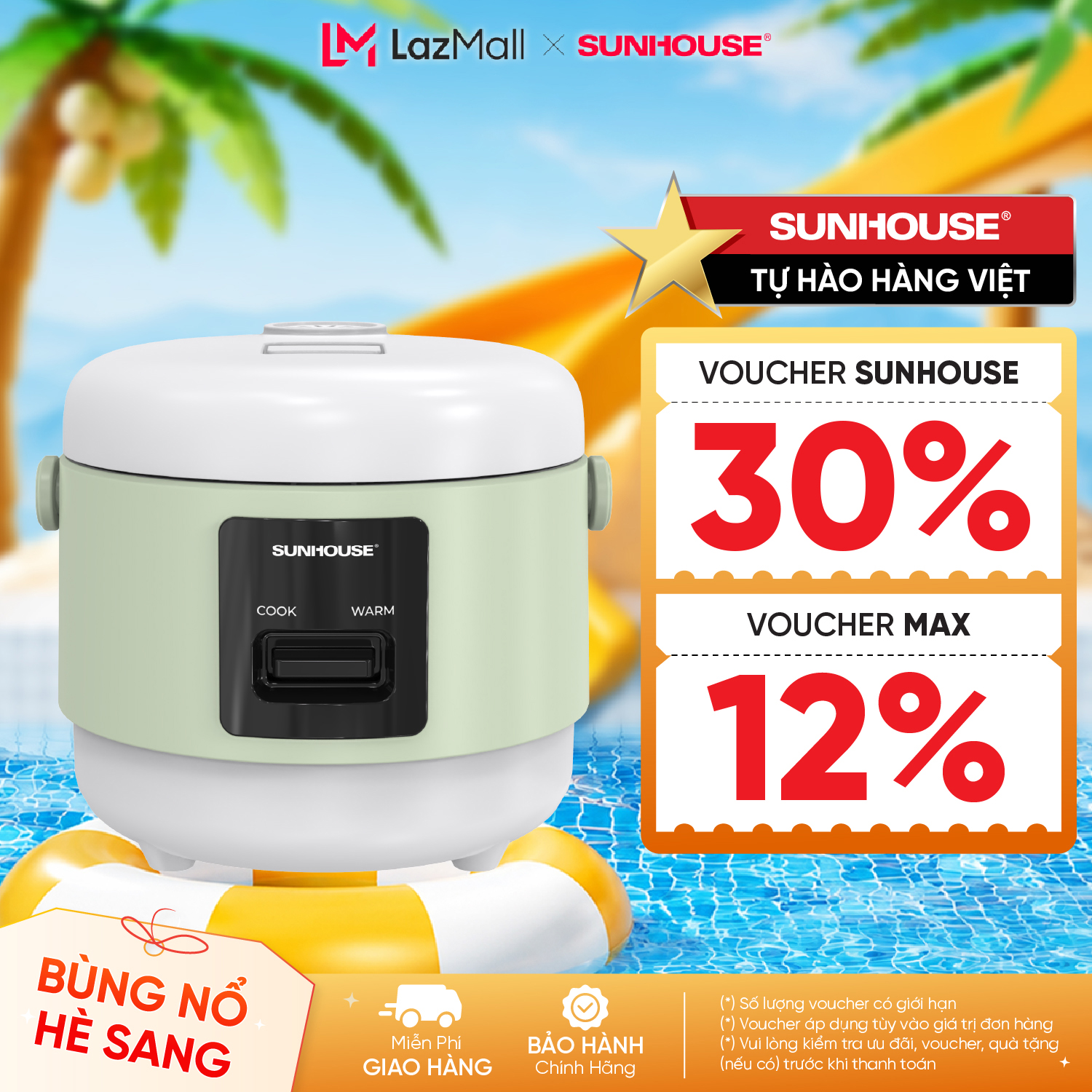 Nồi Cơm Điện Mini 0,8L Sunhouse SHD8200 - Nấu cơm nhanh Tiết kiệm điện - Thiết kế hiện đại - Bảo hành 12 tháng