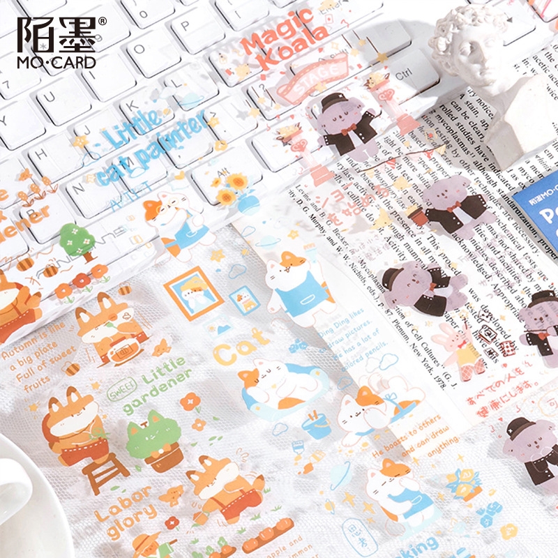 Đồ chơi hình dán họa tiết động vật dễ thương, Set sticker dạng dài trang trí sổ nhật ký, Nhãn dán sổ lưu niệm, sổ lưu bút siêu xinh