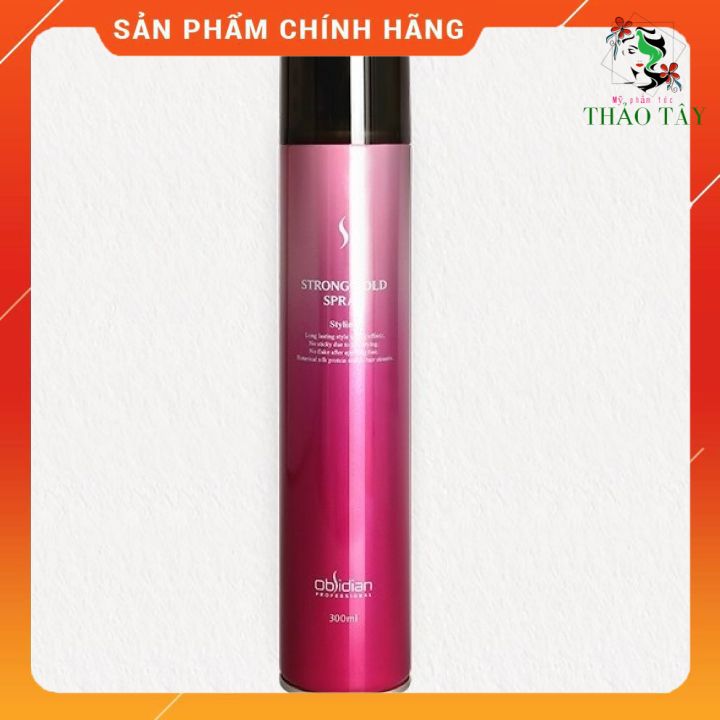 Gôm xịt tóc cứng Obsidian Strong Hold Spray hồng 300ml - chai