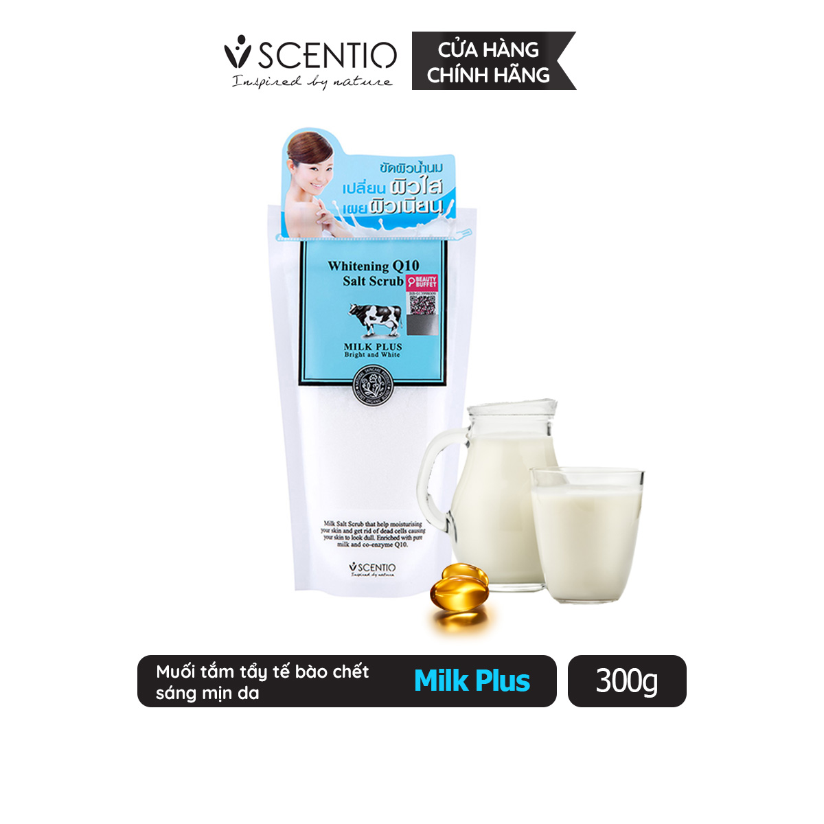 Muối tắm sữa bò tẩy tế bào chết toàn thân Scentio Milk Plus Thái Lan 300g