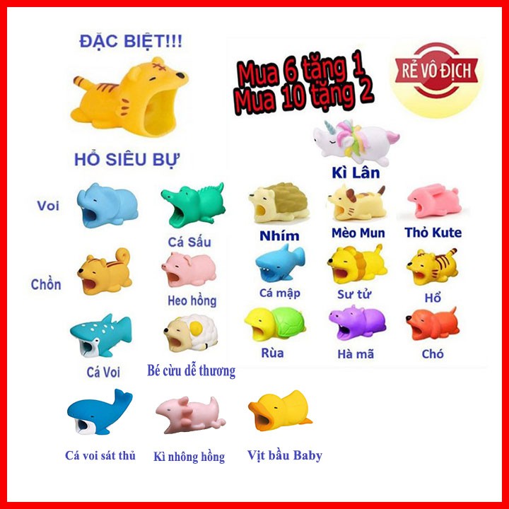 Bảo Vệ Đầu Dây Cáp Sạc Điện Thoại Hình Thú Cưng Dễ Thương - Nút bảo vệ cáp sạc điện thoại