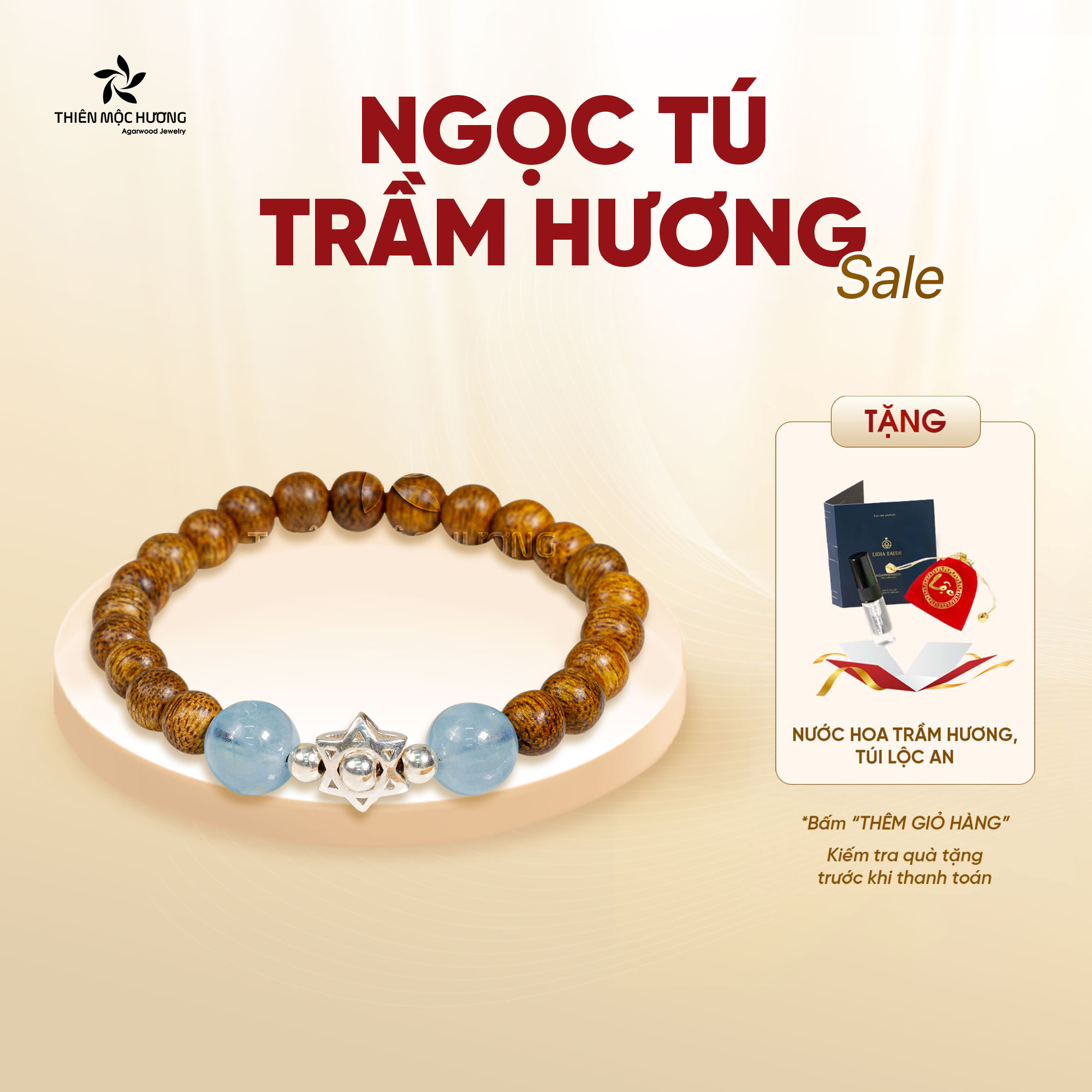 Vòng tay trầm hương tự nhiên chuỗi hạt Ngọc Tú Thiên Mộc Hương, trầm tốc Việt Nam - cầu may mắn, hạnh phúc