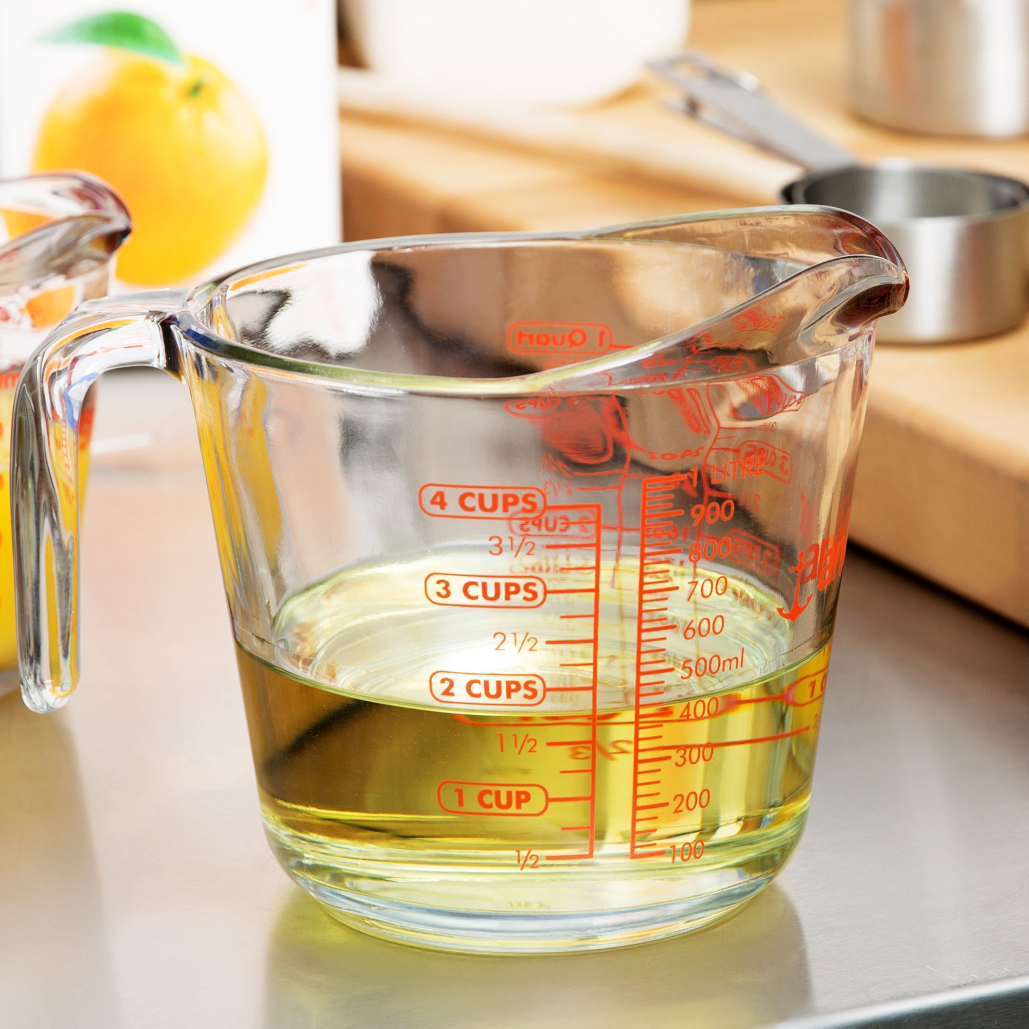 Ca Đong Lường Chất Lỏng Chia Vạch Dung Tích 1000ml Thủy Tinh Cường Lực Chịu Nhiệt, Anchor Hocking - Sản xuất tại Mỹ